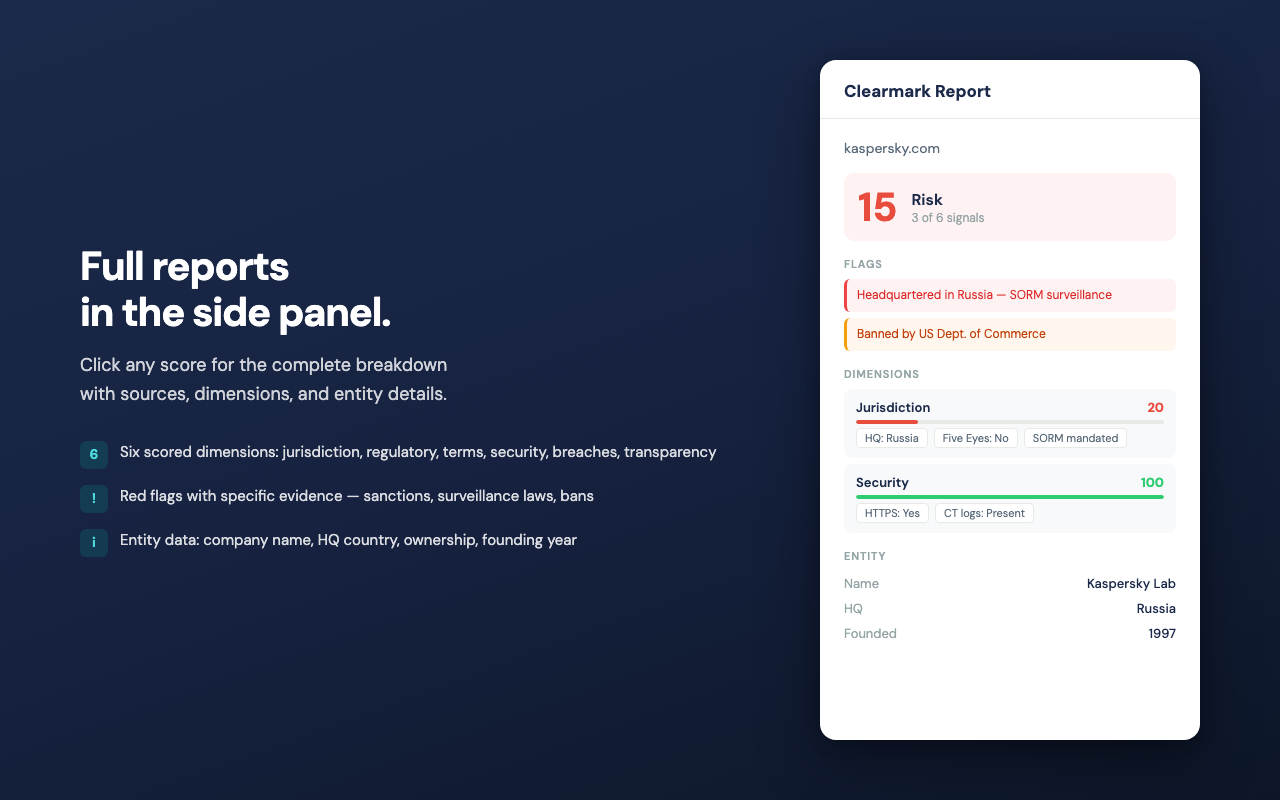 侧边栏中的完整报告
